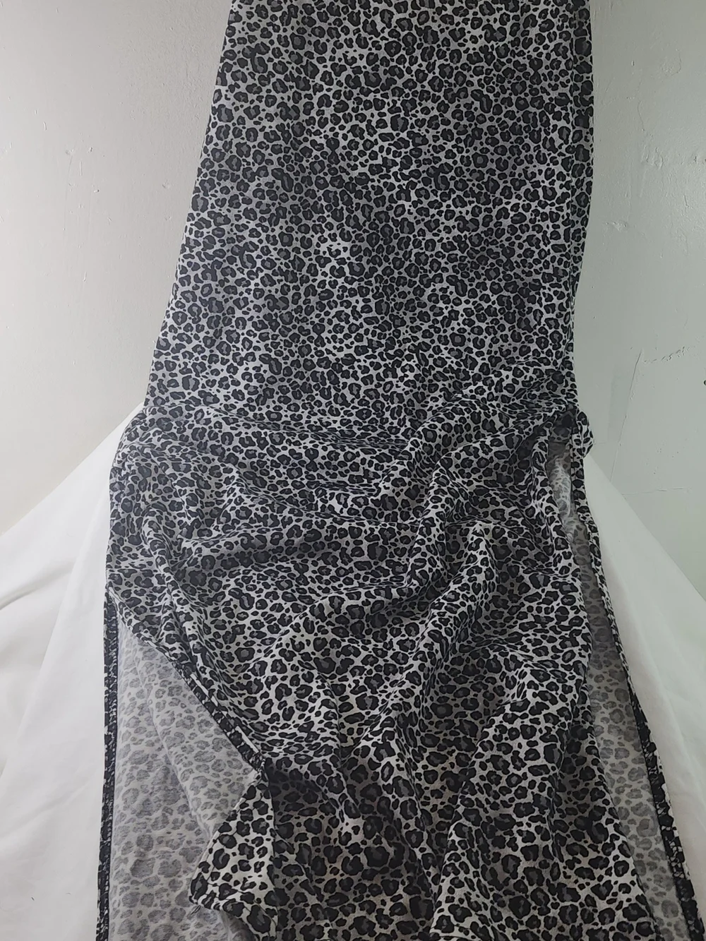Black & White Leopard Print Maxi Slip Skirt